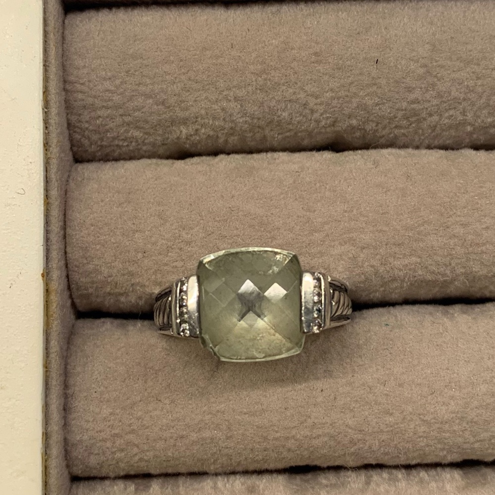 David Yurman Prasiolite & Diamond Ring Size 5.5